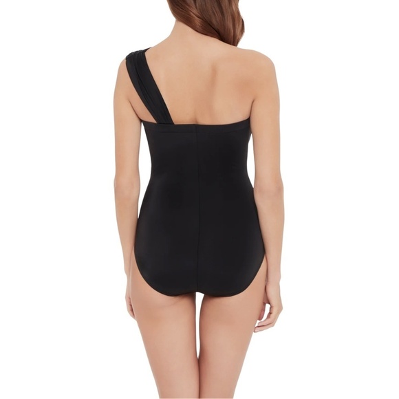 NEW Magicsuit by Miraclesuit Goddess One Shoulder One Piece Swimsuit in Black 8 - Picture 4 of 5